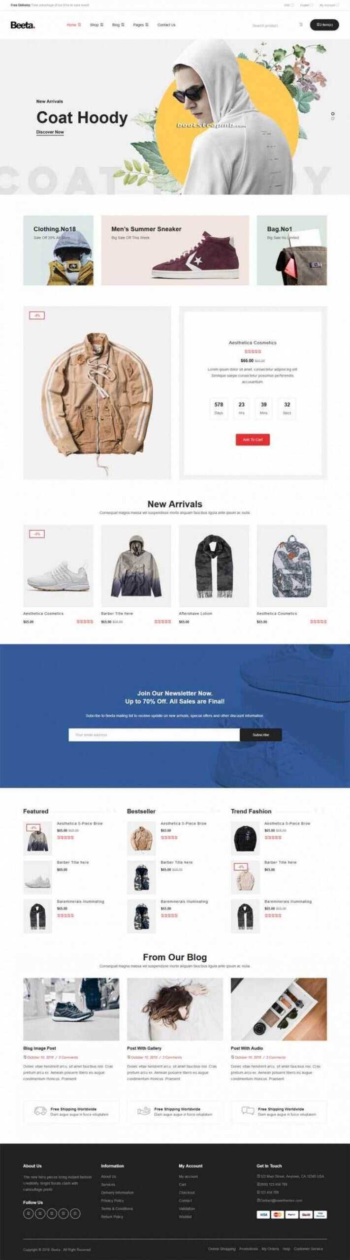 多功能电子商务Bootstrap4响应式HTML5 - 选优云网创