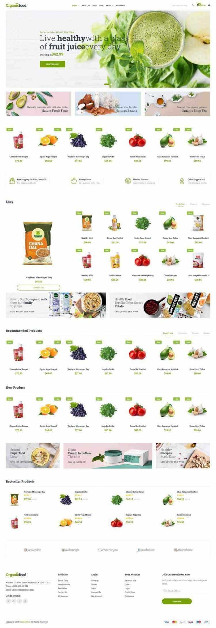 绿色Bootstrap4响应式食品蔬菜水果外卖预订商城网站 - 选优云网创