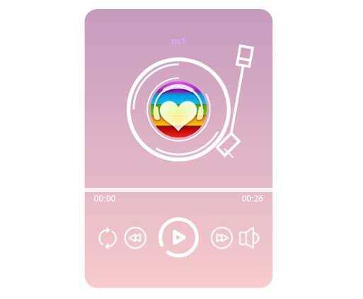 网页粉色渐变音乐播放器效果html源码 - 选优云网创