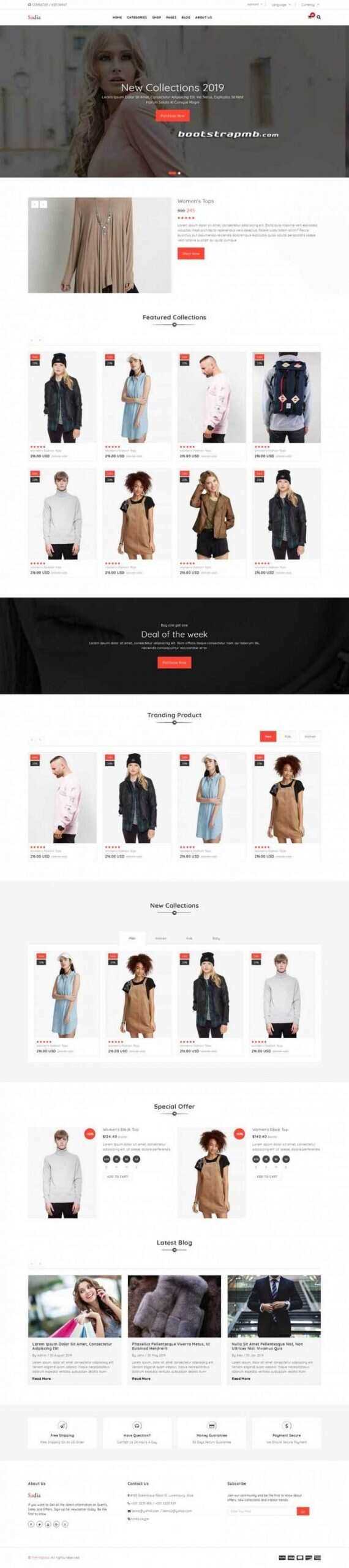 Bootstrap响应式英文服装商城 - 选优云网创