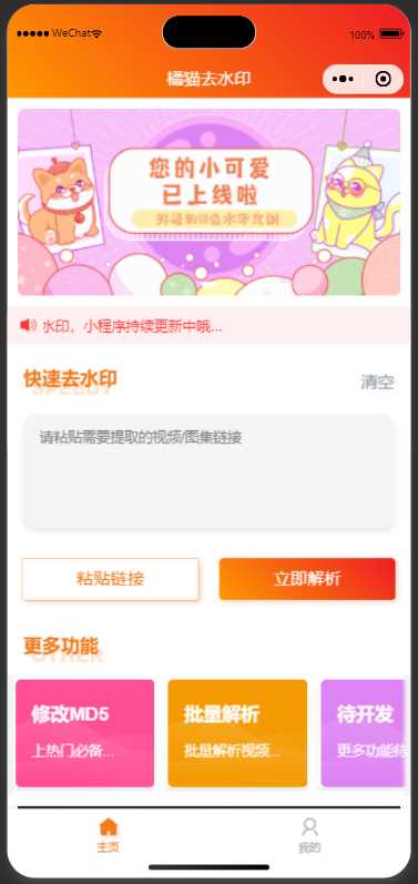 橘猫去水印小程序源码免费分享 - 选优云网创