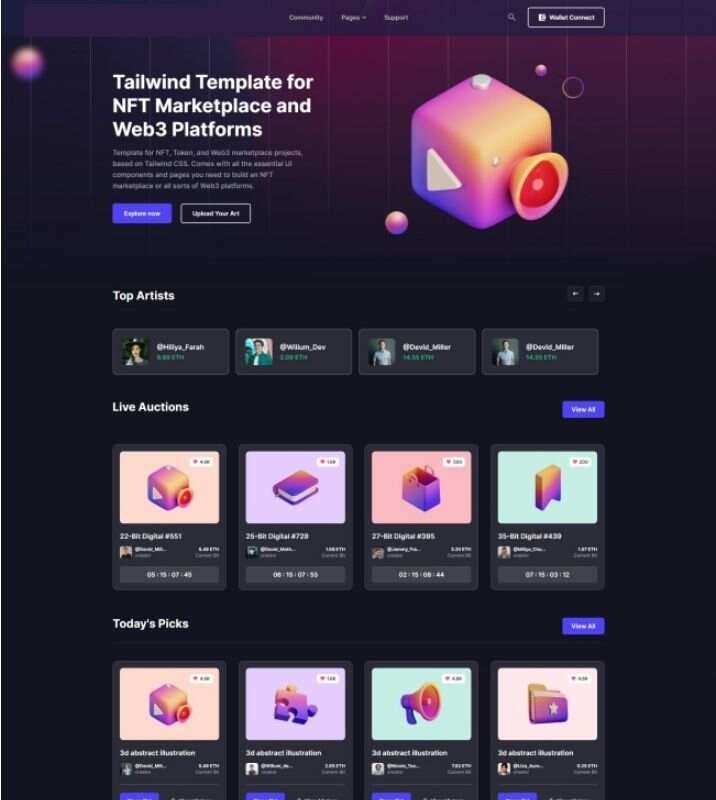 NFT市场服务企业网站html模板 - 选优云网创