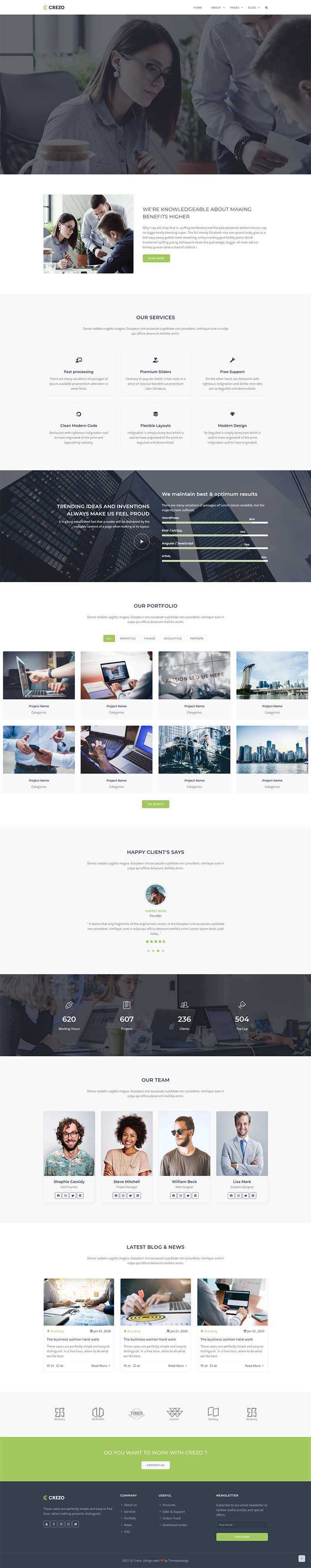Bootstrap多用途的商业公司展示HTML5模板 - 选优云网创