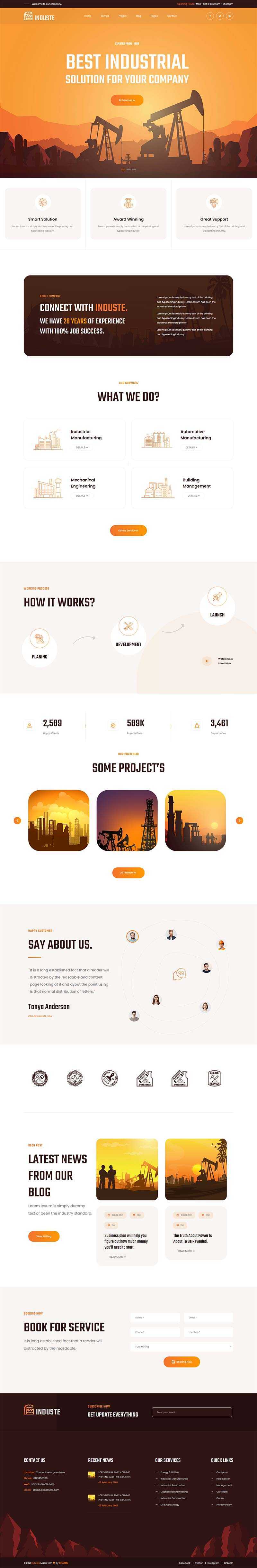 Bootstrap橙色多用途的工业生产企业网站html模板 - 选优云网创