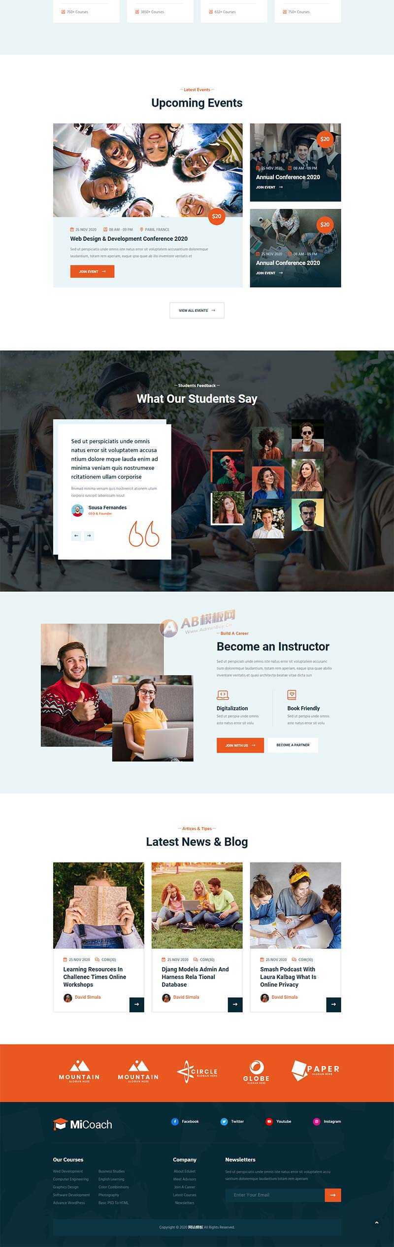 响应式在线课程教育培训行业网站HTML5模板 - 选优云网创