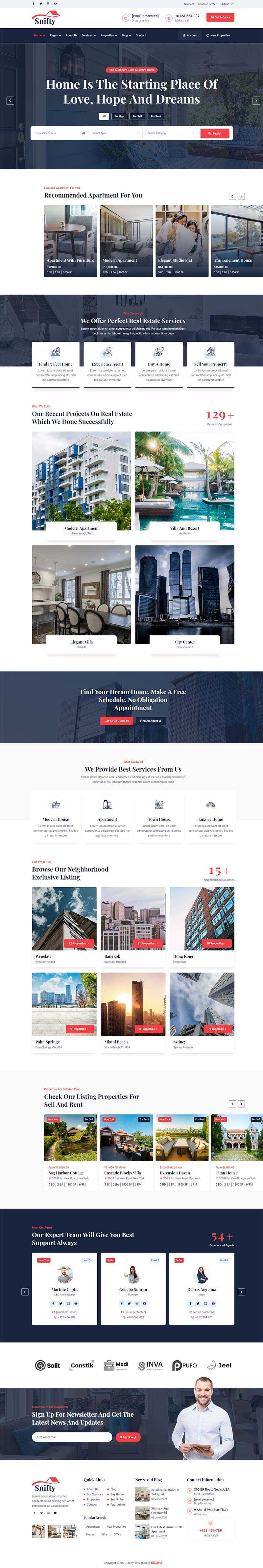 bootstrap5深蓝色房地产信息资讯平台HTML5模板 - 选优云网创