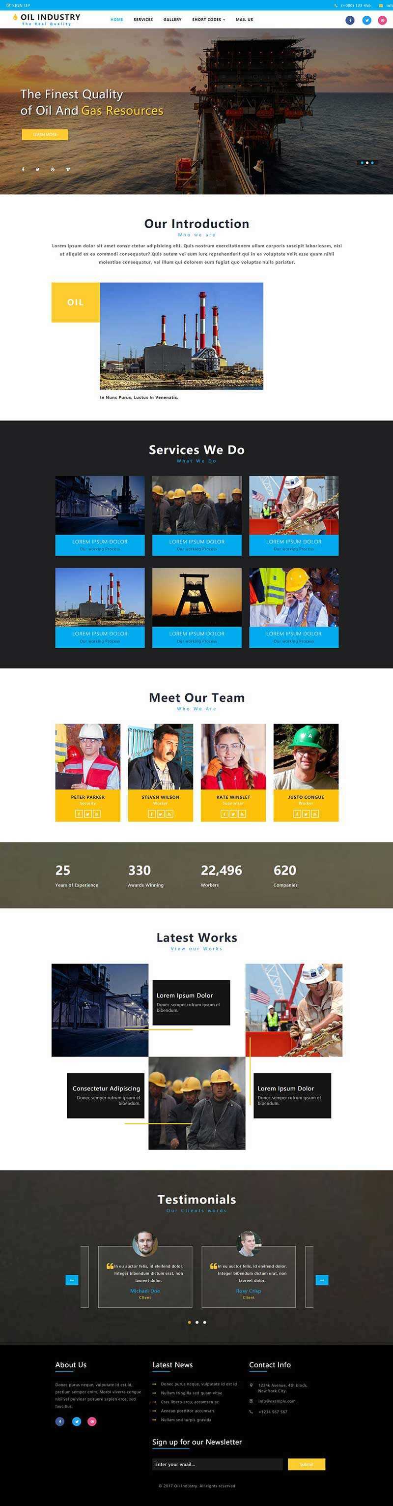 bootstrap石油开采工业类企业网站html模板 - 选优云网创