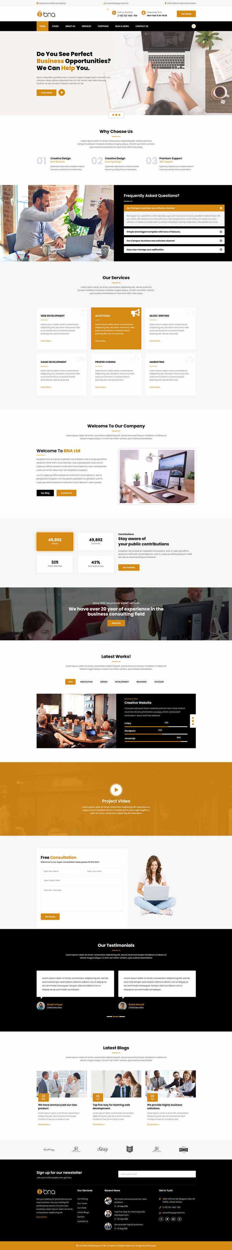 Bootstrap多用途响应式商务企业展示html模板 - 选优云网创