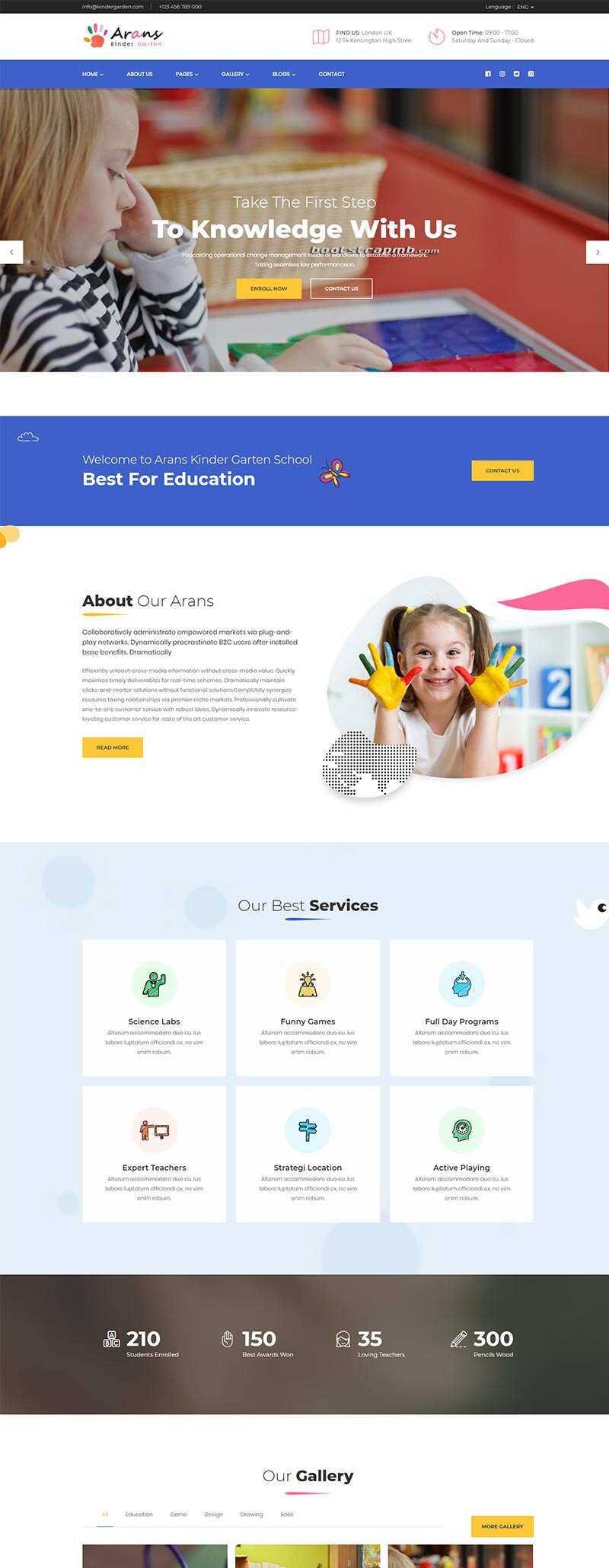 Bootstrap响应式幼儿园早教中心网站html模板 - 选优云网创