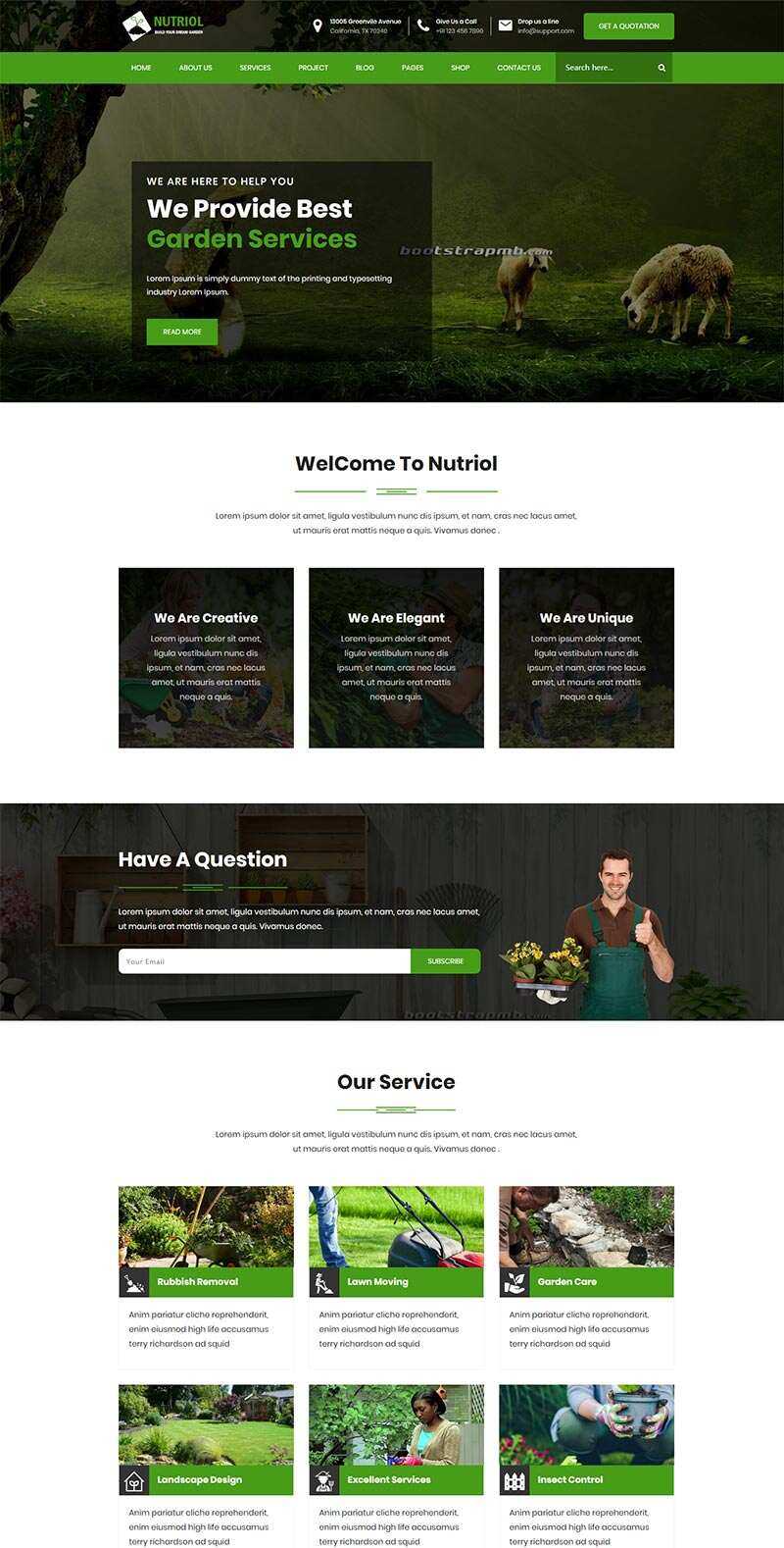 Bootstrap花园设计服务网站html模板 - 选优云网创