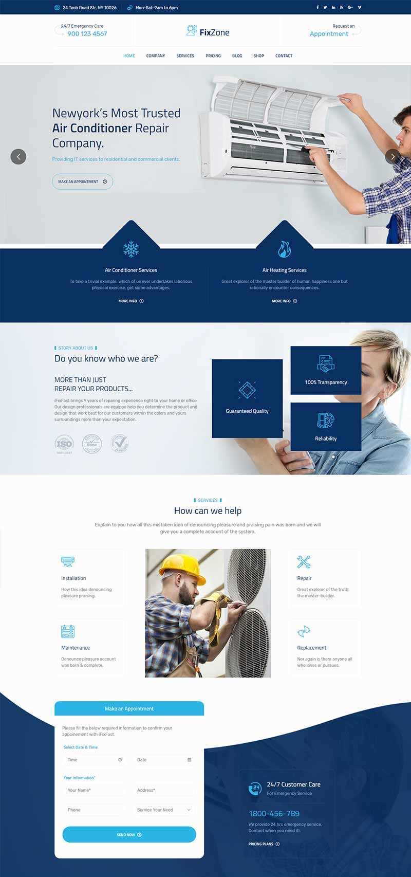 Bootstrap空调电器维修服务网站HTML模板 - 选优云网创