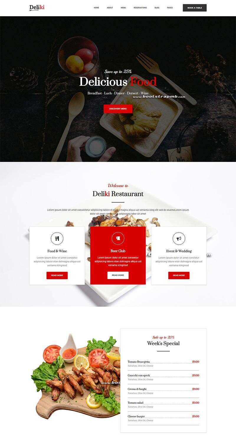 Bootstrap大气餐饮美食网站html模板 - 选优云网创