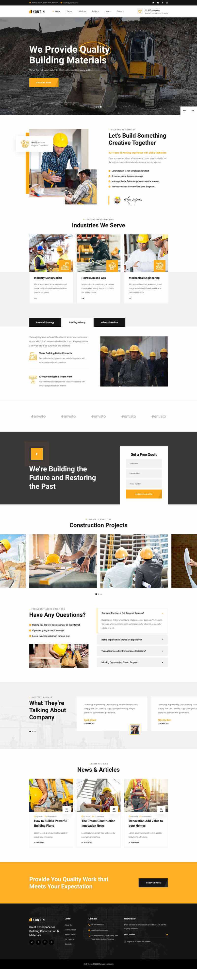 响应式工业、工厂和建筑业务公司网站html模板 - 选优云网创
