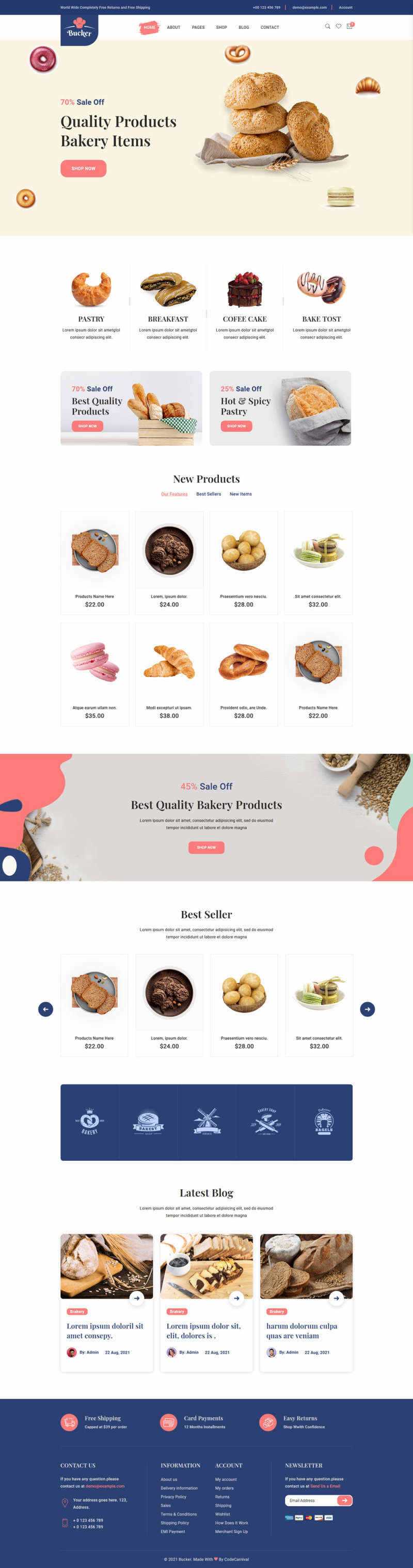Bootstrap5甜品面包店铺HTML电商模板 - 选优云网创
