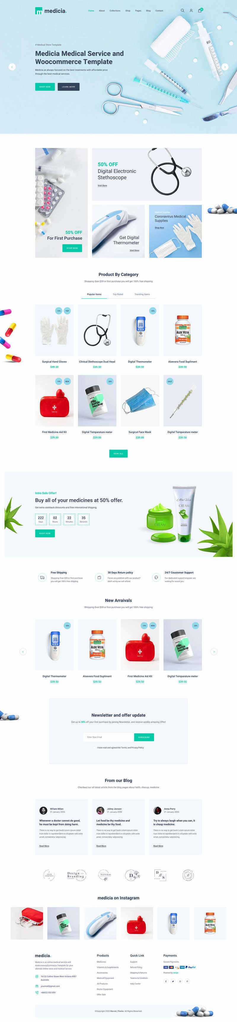 Bootstrap4医疗保健用品电子商务HTML5模板 - 选优云网创