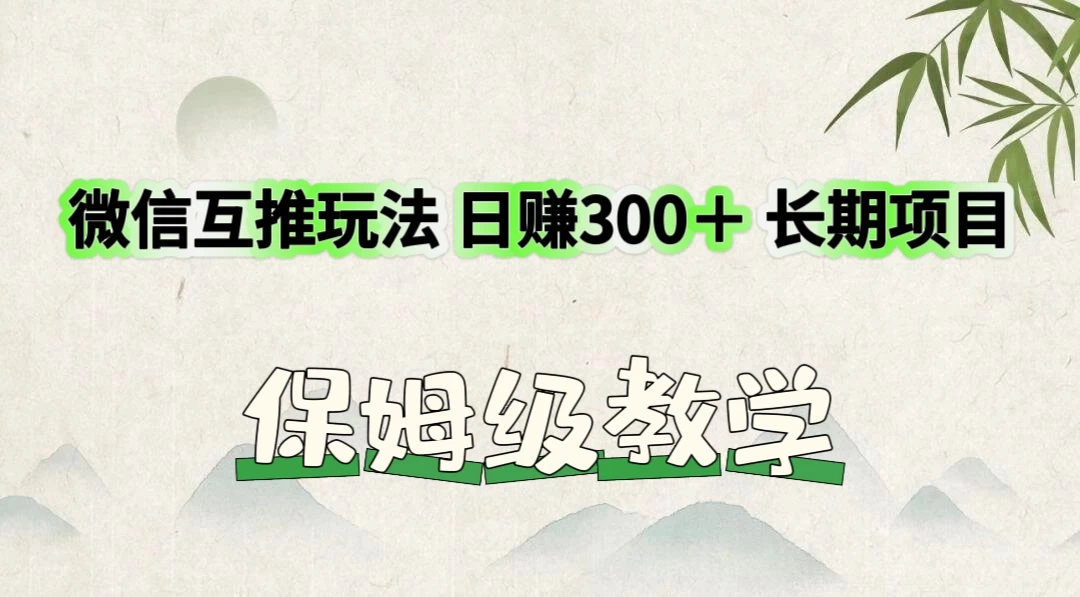 价值3980的微信互推玩法，日赚300＋，长期项目 - 选优云网创
