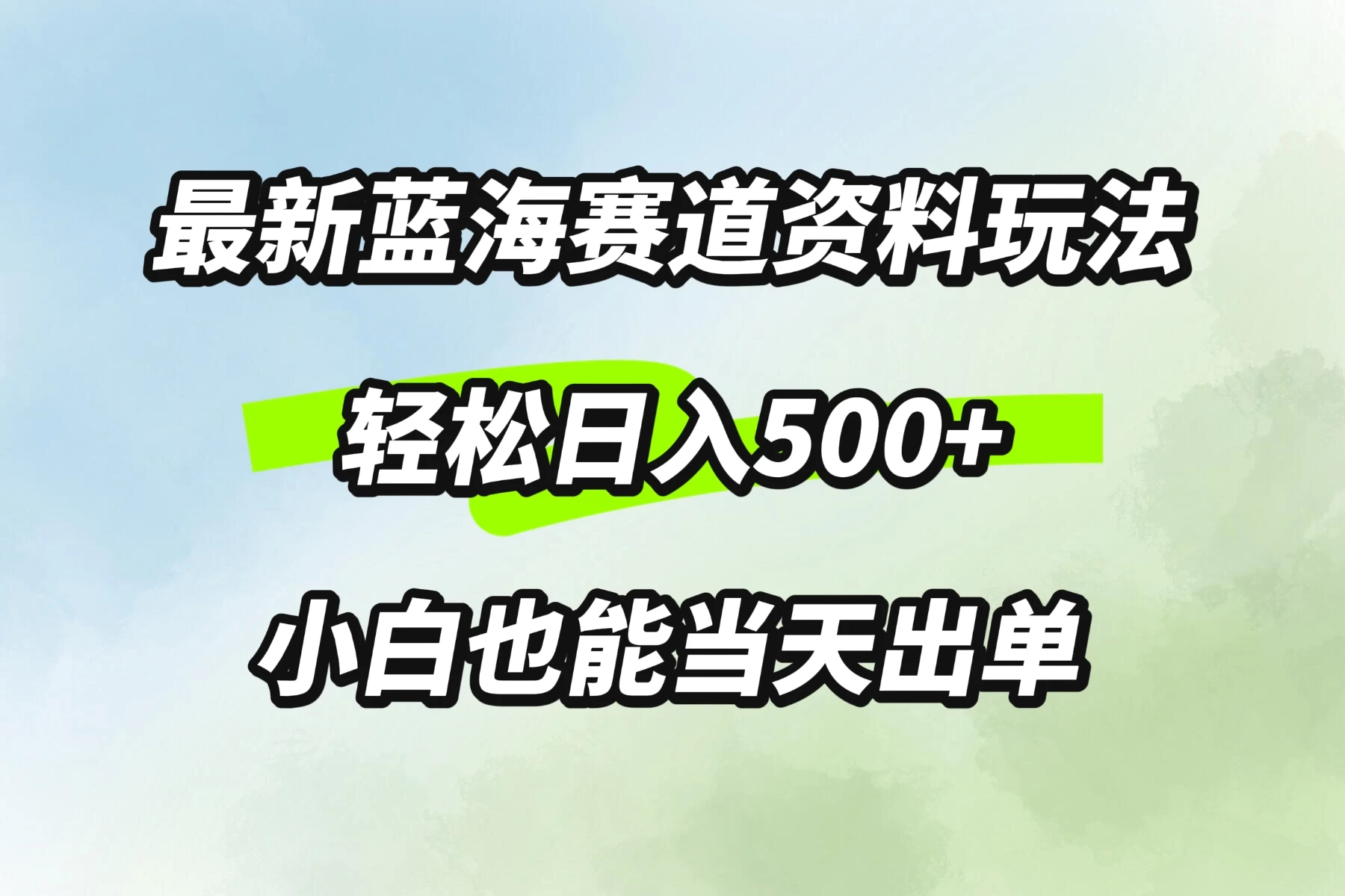 最新蓝海赛道资料玩法，轻松日入500+，小白也能当天出单 - 选优云网创