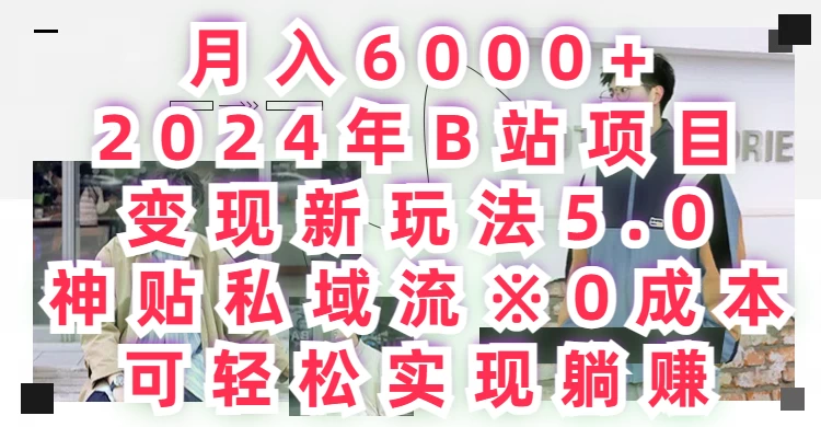 月入6000+，2024年B站项目变现新玩法5.0，神贴私域流0成本，可轻松实现躺赚 - 选优云网创