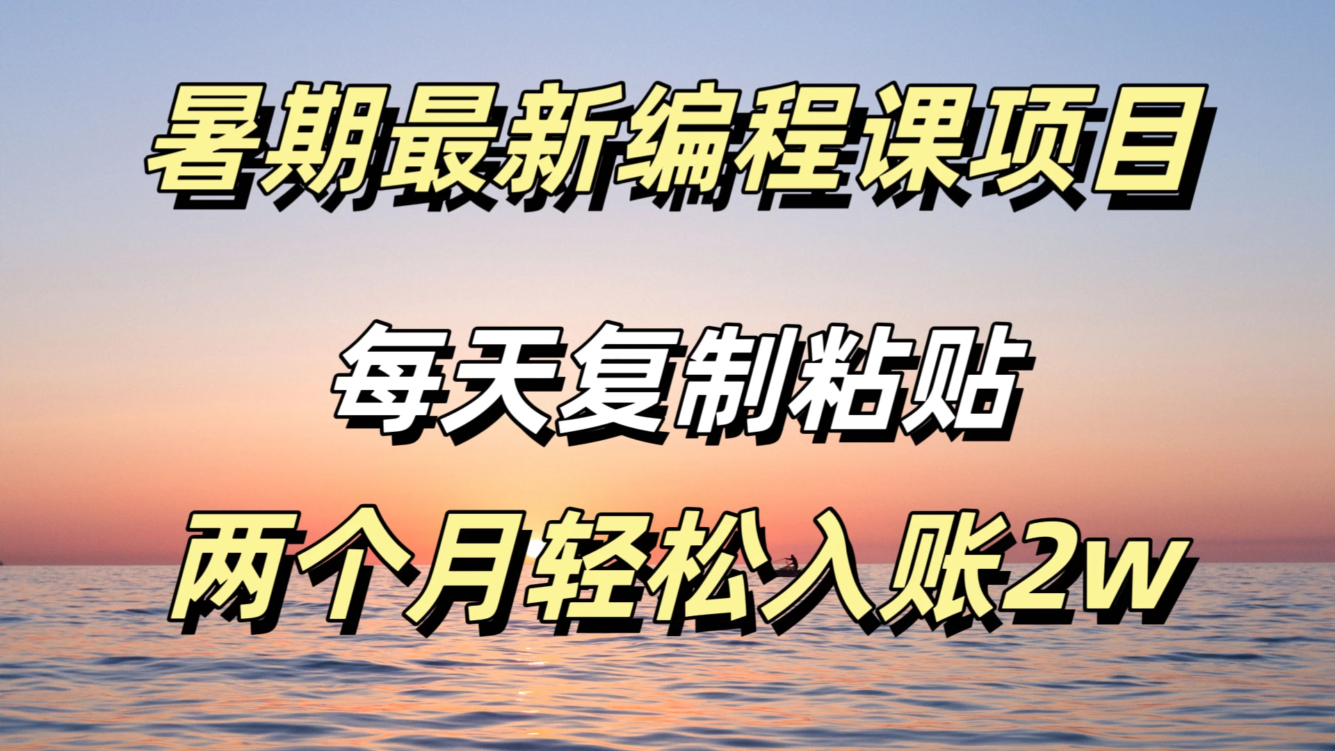 暑期最新编程课项目，简单易上手，只需复制粘贴，2w轻松到手 - 选优云网创