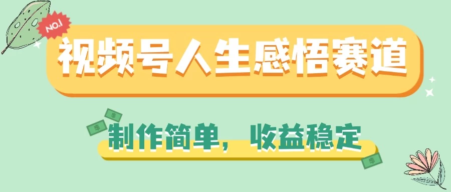 视频号人生感悟赛道,制作简单,收益稳定 - 选优云网创