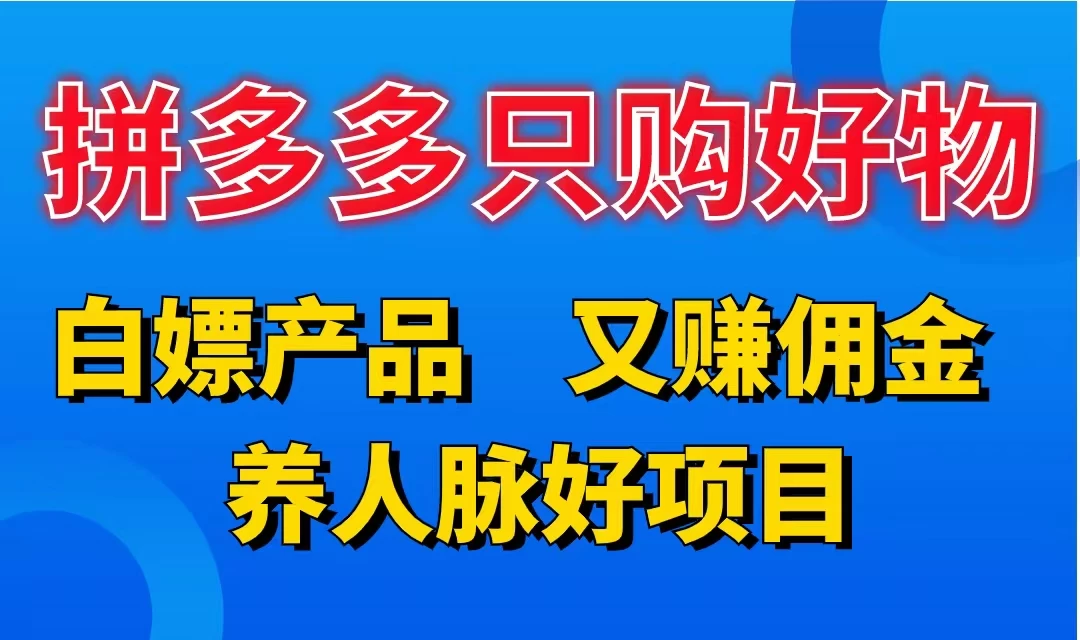拼多多只购好物,白嫖产品,又赚佣金,养人脉好项目,轻松日入3位数 - 选优云网创
