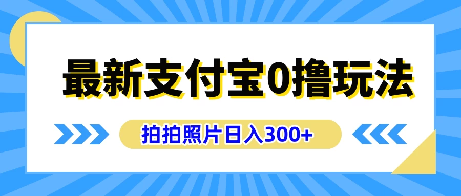 最新支付宝0撸玩法，拍照轻松赚收益，日入300+，有手机就能做 - 选优云网创