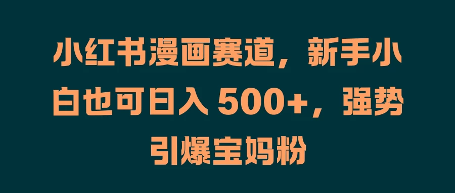 小红书漫画赛道，新手小白也可日入 500+，强势引爆宝妈粉 - 选优云网创