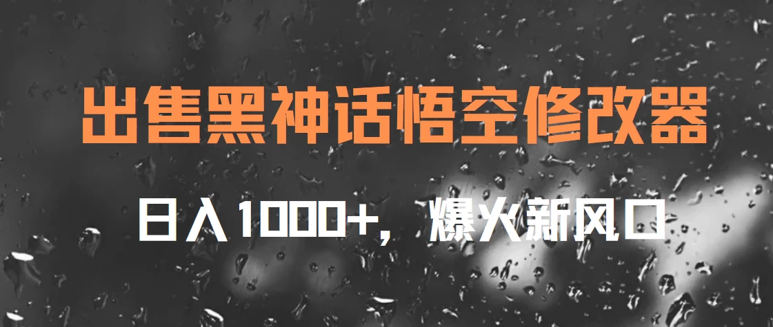 出售黑神话悟空修改器，日入1000+，爆火新风口 - 选优云网创