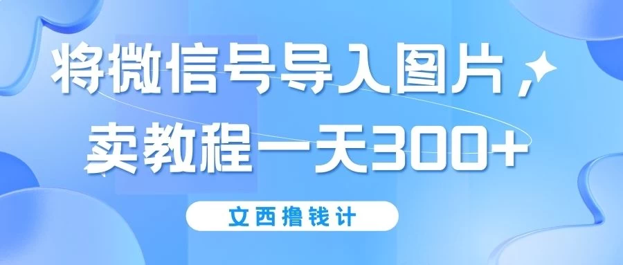 将微信号导入图片，卖教程一天300+（无脑操作！有手就会！） - 选优云网创