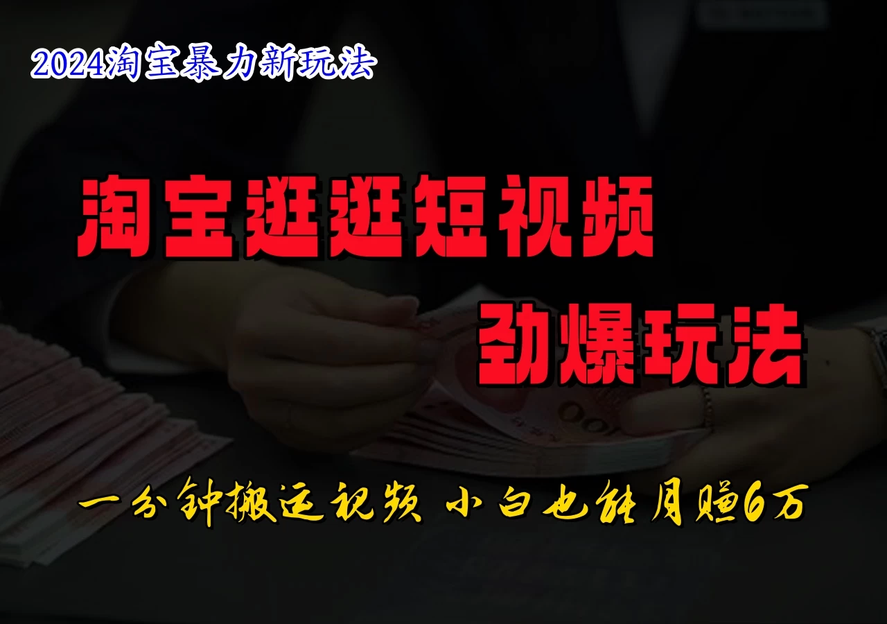 蓝海项目，淘宝逛逛视频分成计划，日入500+，只需一分钟搬运视频 - 选优云网创