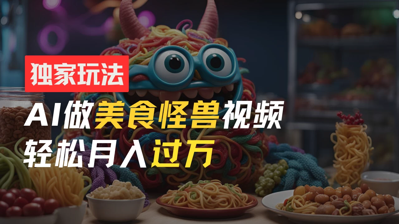 零门槛操作，AI美食怪兽短视频玩法，月入过万新手也能做！ - 选优云网创
