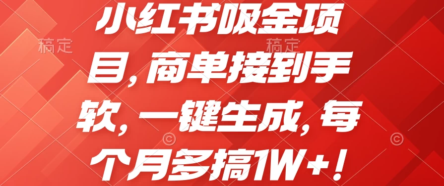 小红书吸金项目,商单接到手软,一键生成,每个月多搞1W+ - 选优云网创