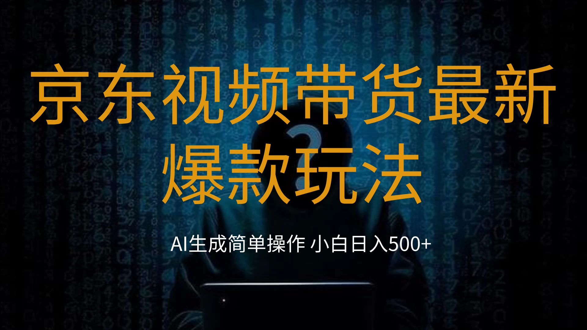 2024最新京东视频带货爆款玩法，0粉无脑简单搬运，小白轻松日入500+ - 选优云网创
