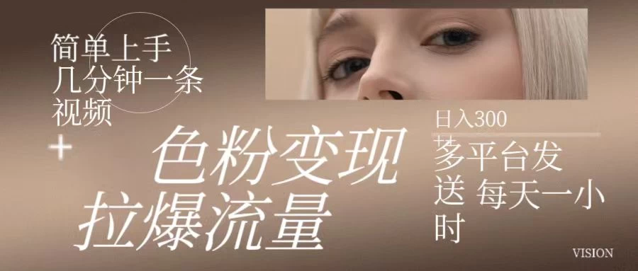 色粉变现,拉爆流量,简单上手几分钟一条视频,多平台发送每天一小时,日入300+ - 选优云网创