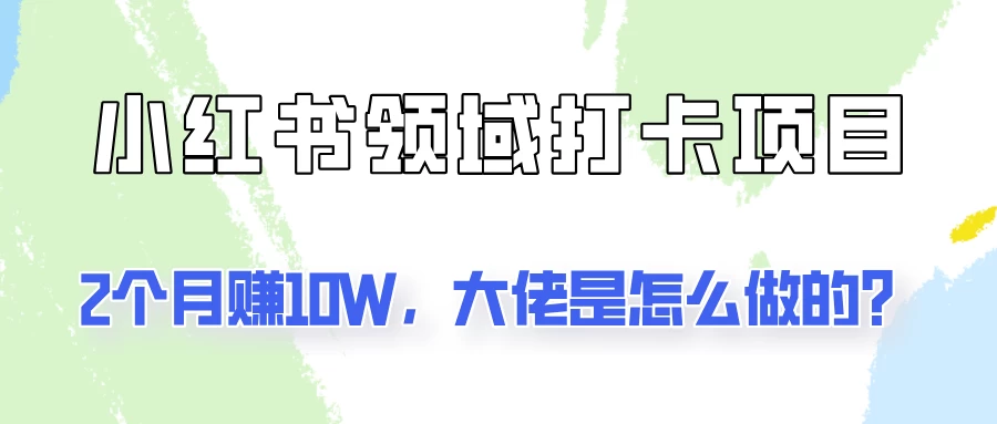 通过小红书领域打卡项目2个月赚10W,大佬是怎么做的? - 选优云网创