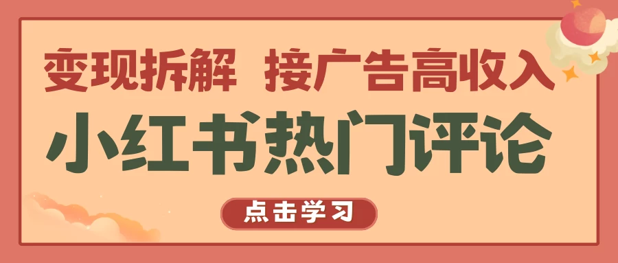 小红书热门评论，变现拆解，接广告高收入 - 选优云网创