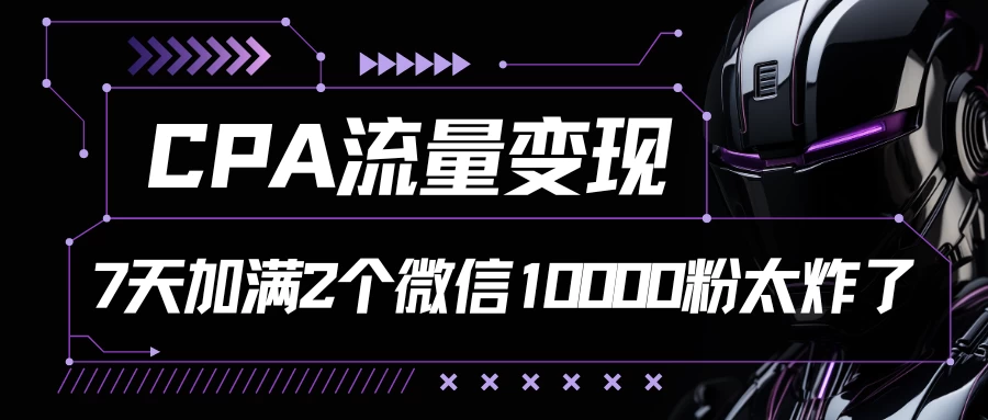 CPA流量变现，7天加满两个微信10000粉，轻轻松松加爆微信 - 选优云网创