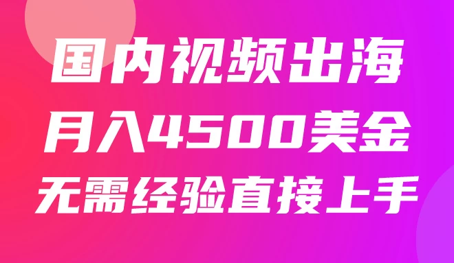 国内爆款视频出海赚美刀，实战月入4500美金，批量无脑搬运，无需经验直接上手 - 选优云网创