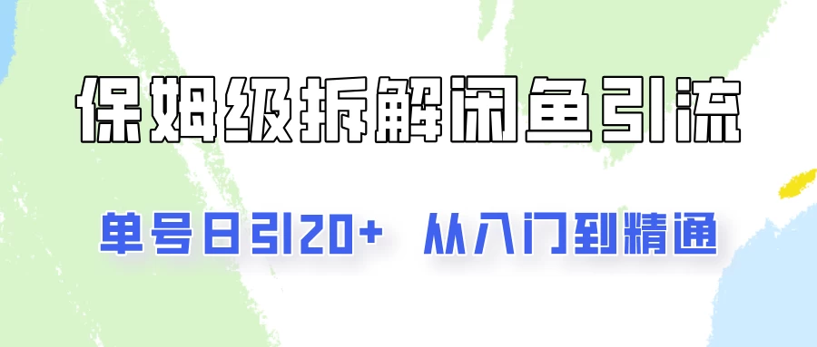单号日引20+，像素级拆解闲鱼引流创业粉，从入门到精通全流程 - 选优云网创