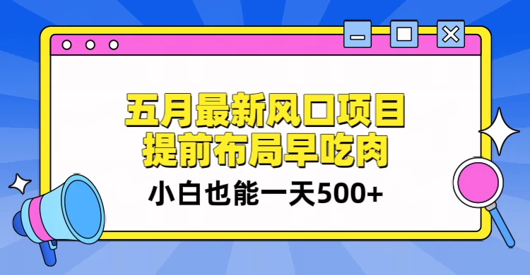 5月最新风口项目，提前布局早吃肉，小白也能一天暴利500+ - 选优云网创