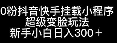 0粉抖音快手挂载小程序，超级变脸玩法，新手小白日入300+ - 选优云网创