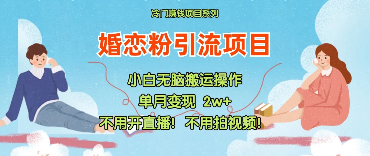 小红书婚恋粉引流，不用开直播，不用拍视频，不用做交付 - 选优云网创