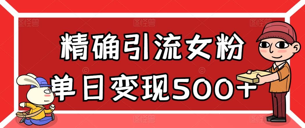 精确引流女粉,单日变现500+,高复购,保姆级教程 - 选优云网创