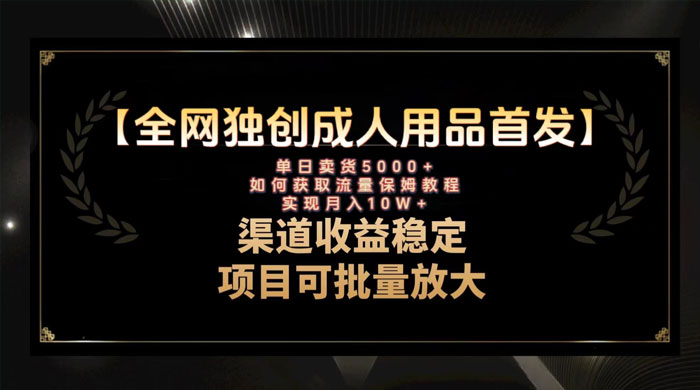 最新全网独创首发，成人用品赛道引流获客，单日卖货 5000+，月入 10w 保姆级教程 - 选优云网创