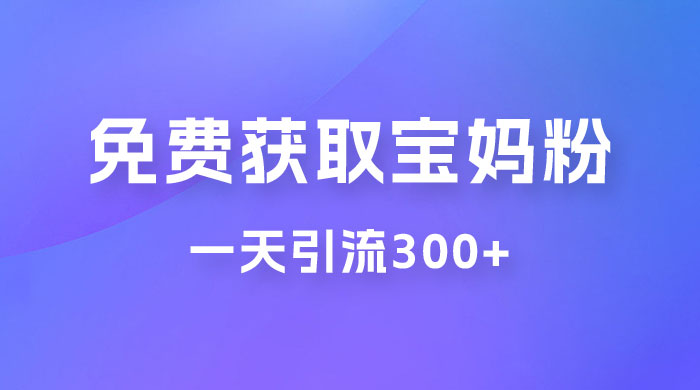 免费玩转获取宝妈粉，一天引流300+，变现超乎你想象 - 选优云网创