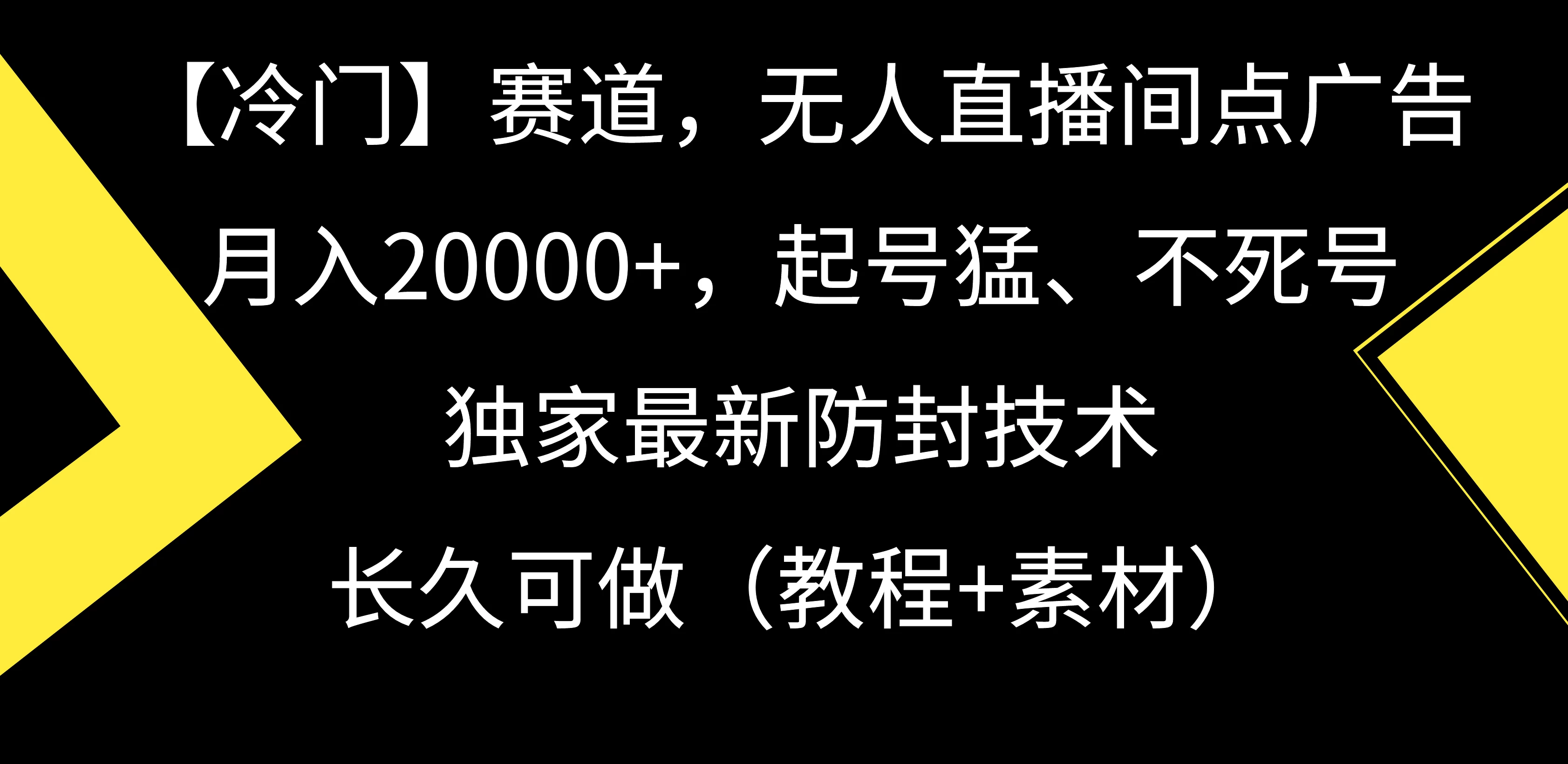 【冷门】赛道,无人直播间点广告,月入20000+,起号猛、不死号,独家最新防封技术,长久可做(教程+素材) - 选优云网创