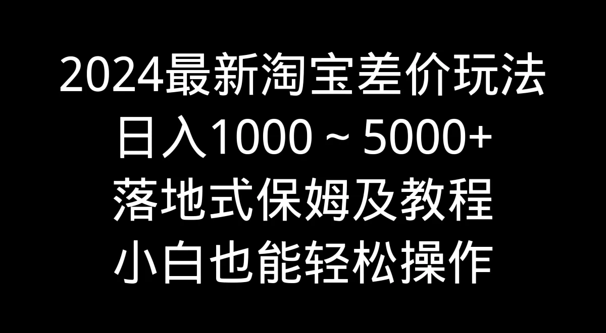 2024最新淘宝差价玩法，日入1000～5000+落地式保姆及教程 小白也能轻松操作 - 选优云网创