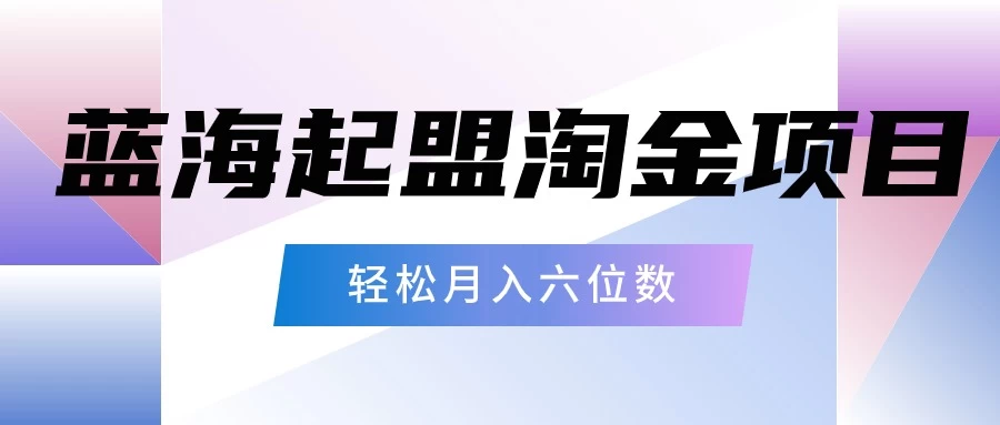 月入六位数的蓝海项目，起盟淘金有手就能做，轻松月入六位数 - 选优云网创