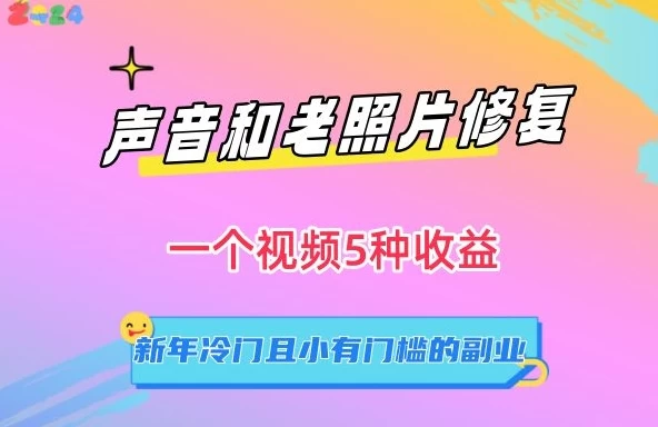 声音和老照片修复,一个视频5种收益,新年冷门且小有门槛的副业【揭秘】 - 选优云网创