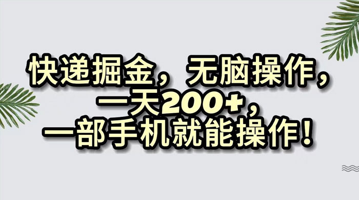 快递掘金，无脑搬运，一天 200+，一部手机就能操作 - 选优云网创